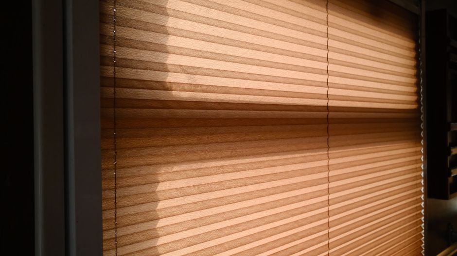 Close up of high quality wood window blinds